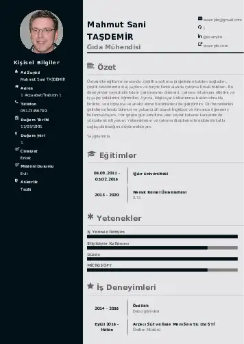 Gıda Mühendisi CV Örnekleri cv indir